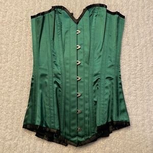 Corset Story Long Lined Steel Bone Green Corset